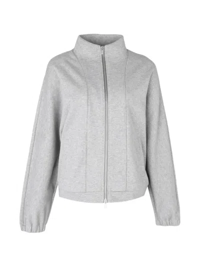 Peserico Zip-up High-neck Sweatshirt In Gray