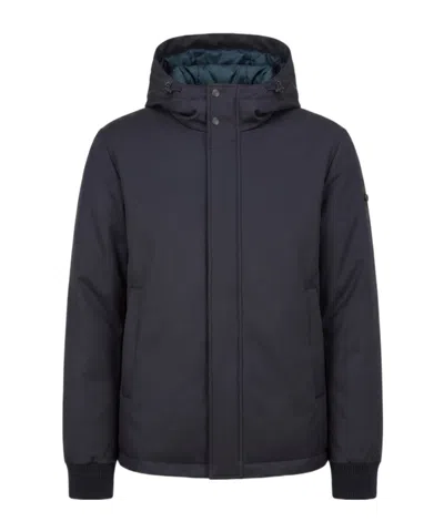 Peserico Zip-up Hooded Padded Jacket In Blue