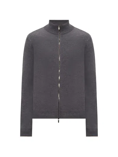 Peserico Zip-up Knitted Cardigan In Gray