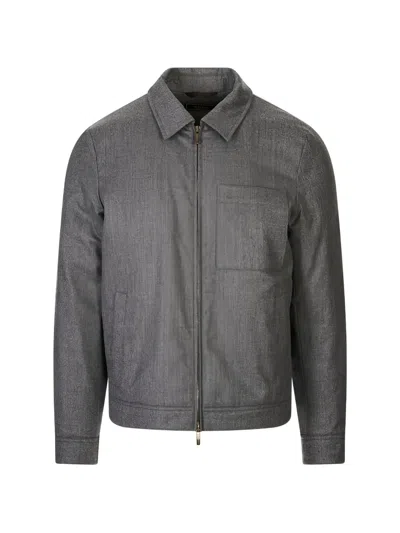 Peserico Zip-up Patch-pocket Bomber Jacket In Gray