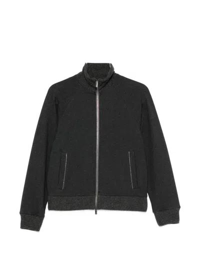 Peserico Zip-up Raglan-sleeve Sweater In Black