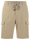 PESERICO PESERICO LIGHTWEIGHT COTTON LYOCELL CANVAS JOGGER BERMUDA SHORTS