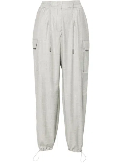 Peserico Drawstring Straight-leg Trousers In Grey