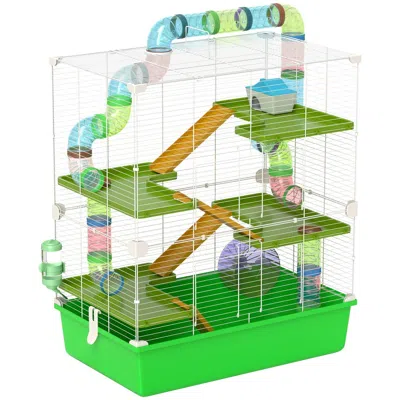Pet Ap 23" 5-tier Hamster Cage With Wheel And Water Bottle, Green