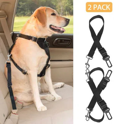 Pet Ap 2pcs Pet Dog Seat Belt Leash Adjustable Pet Dog Cat Safety Leads Harness In Black