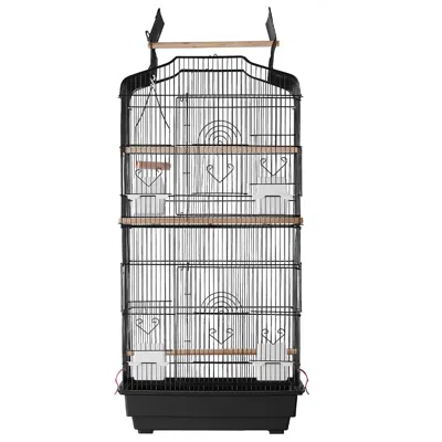 Pet Ap 41-inch Open Top Large Parrot Bird Cage, Hanging Bird Cage For Parakeets Finches Canaries Lovebirds  In Black