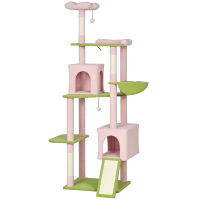 Pet Ap 74" Flower Cat Tree, Large Cat Tower With Scratching Post & Board For Indoor Cats, Pink In Multi