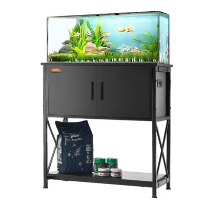 Pet Ap Aquarium Stand, 29 Gallon Fish Tank Stand, 28.7 X 16.5 X 30 In Steel And Mdf Turtle Tank Stand, 242. In Black