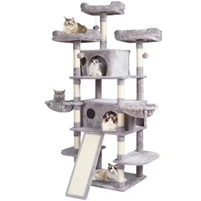 Pet Ap Cat Tree For Indoor Cats, 68.5" Cat Tower With 2 Cat Condos, Sisal Scratching Post, Hammocks, Top Pe In Gray