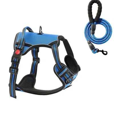 Pet Ap Dog Harness For Large Dogs, No Pull Adjustable Dog Vest Pet Harness, With 5ft Leash, Handle, Metal R In Multi