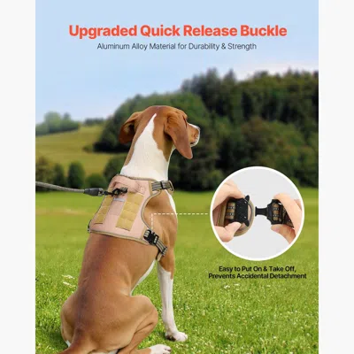 Pet Ap Dog Harness For Large Dogs, No Pull Tactical Dog Harness Adjustable Pet Vest, With Handle, Metal Rin In Burgundy
