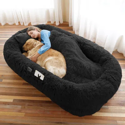 Pet Ap Human Dog Bed, Large Size Fits You And Pets, Washable Faux Fur Dog Bed -6xl(71"l X 45"w X 12"th), Or In Black