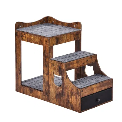 Pet Ap Pet Bunk Bed With Removable Stairs, Dog/cat Window Perch With Storage, Multi-level Bed Window Perch  In Metallic