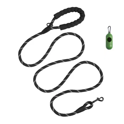 Pet Ap Rope Dog Leash, 6ft Heavy Duty Dog Leash With Comfortable Padded Handle, Strong Nylon Thick Leash Wi In Black