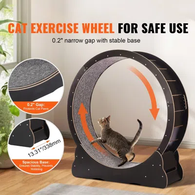 Pet Ap Wooden Cat Exercise Wheel, 43.3" Large Cat Treadmill Wheel For Indoor Cats, Cat Running Wheel With D In Brown