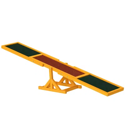 Pet Ap Wooden Dog Agility Seesaw, Training And Exercise Equipment, Weather Resistant, 71" L, Natural In Yellow