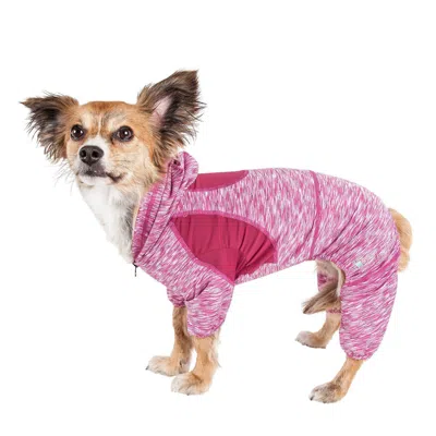 Pet Life Active 'downward Dog' 4-way-stretch Fitness Yoga Dog Tracksuit Hoodie In White