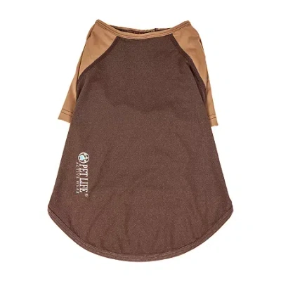 Pet Life Active 'hybreed' 4-way Stretch Two-toned Performance Dog T-shirt In Brown