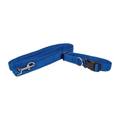 Pet Life Aero Mesh' 2-in-1 Dual Sided Comfortable And Breathable Adjustable Mesh-collar Dog Leash In Blue