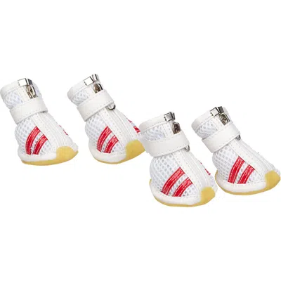 Pet Life Air-mesh Breathable And Lightweight Running Dog Shoes Sneakers - Set Of 4 In White