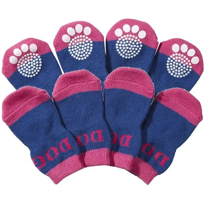 Pet Life Anti-slip Rubberized Gripped Breathable Stretch Pet Dog Socks - Set Of 4 In Purple