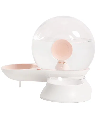 Pet Life Auto Myst Snail Shaped 2 In 1 Automated Gravity Pet Filtered Water Dispenser & Food Bowl In Pink