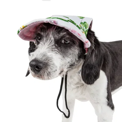 Pet Life 'botanic Bark' Floral Uv Protectant Adjustable Fashion Dog Hat Cap