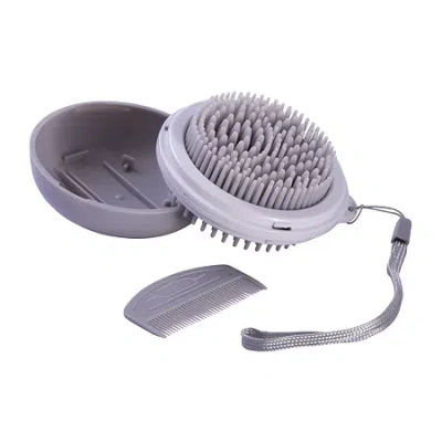 Pet Life Bravel 3-in-1 Travel Pocketed Dual Grooming Brush And Comb Dog Comb In Gray