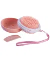 Pet Life Brave 3-in-1 Travel Pocketed Dual Grooming Brush And Comb Dog Comb In Pink