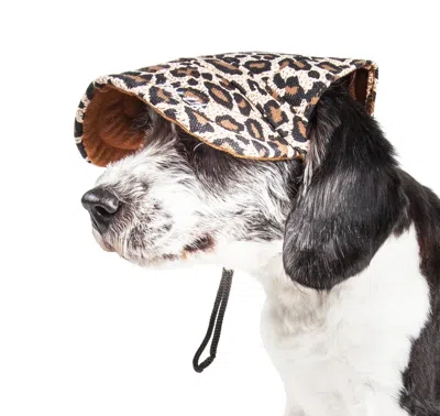 Pet Life 'cheetah Bonita' Cheetah Patterned Uv Protectant Adjustable Fashion Dog Hat Cap In Multi