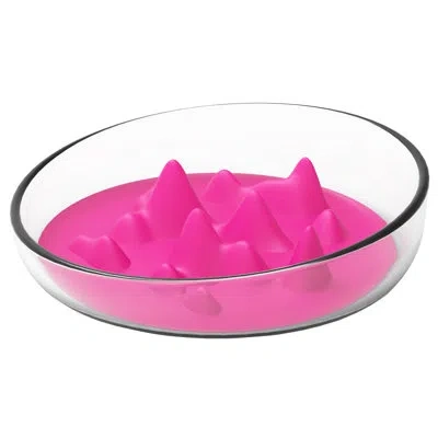 Pet Life 'cirlicue' Mountain Shaped Modern Slow Feeding Pet Bowl In Pink