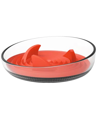Pet Life Cirlicue Shark Fin Slow Feeding Bowl In Orange