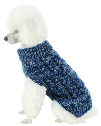 Pet Life Classical 'true Blue' Heavy Cable Knitted Ribbed Fashion Dog Sweater