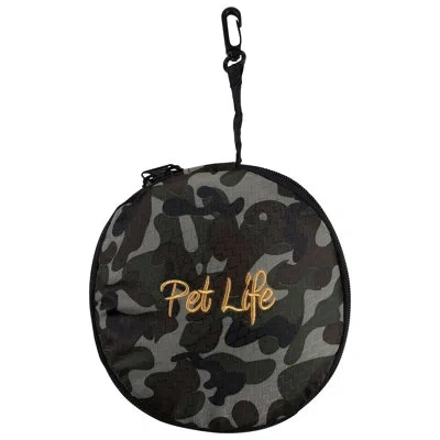 Pet Life Double Food And Water Travel Pet Bowl In Camouflage