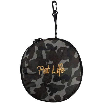 Pet Life 'dual Folding' Food And Water Collapsible Pet Travel Cat And Dog Bowl In Animal Print
