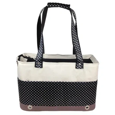 Pet Life Fashion Tote Spotted Pet Carrier In Black;white