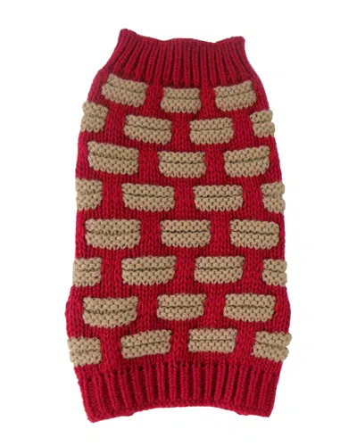 Pet Life Fashion Weaved Heavy Knit Designer Ribbed Turtle Neck In Red