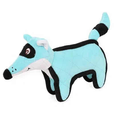 Pet Life Foxxy-tail Quilted Plush Animal Squeak Chew Tug Dog Toy In Blue