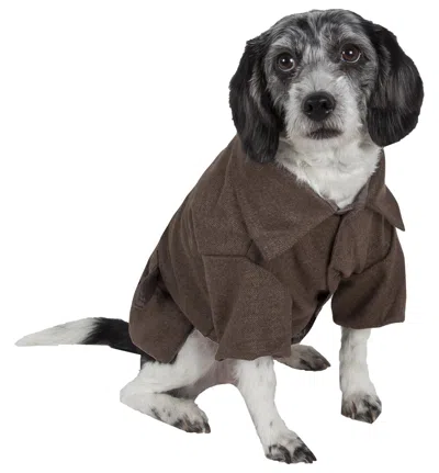Pet Life 'galore Back-buckled' Fashion Wool Dog Jacket Coat In Neutral
