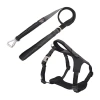 Pet Life Geo-prene' 2-in-1 Shock Absorbing Neoprene Padded Reflective Leash Dog Harness In Black