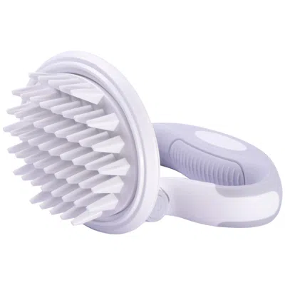 Pet Life 'gyrater' Swivel Travel Silicone Massage Grooming Pet Brush In White