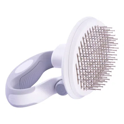 Pet Life 'gyrater' Travel Self-cleaning Swivel Grooming Pet Pin Brush In Purple