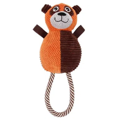 Pet Life 'huggabear' Natural Jute Squeaking And Tug Plush Dog Toy In Multi