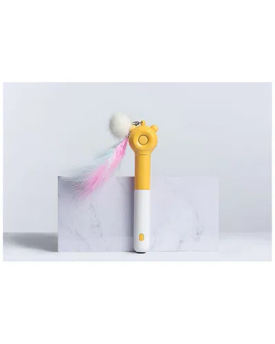 Pet Life Kitique 3 In 1 Retractable And Extendable Feathered Wand In Yellow