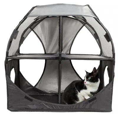 Pet Life 'kitty-play' Collapsible Travel Interactive Kitty Cat Tree Maze House Lounger Tunnel Lounge In Multi
