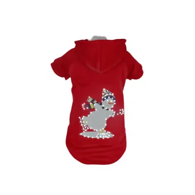 Pet Life Led Lighting Holiday Snowman Hooded Dog Costume Sweater W/ Included Batteries In Red