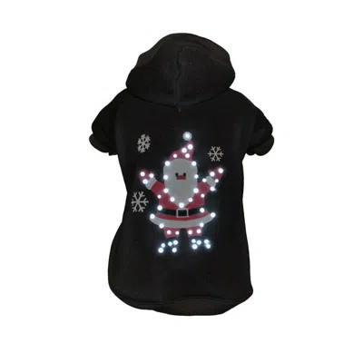 Pet Life Led Lighting 'juggling Santa' Hooded Dog Costume Sweater W/ Included Batteries In Black