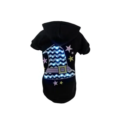 Pet Life Led Lighting 'magical Hat' Hooded Dog Costume Sweater W/ Included Batteries In Black