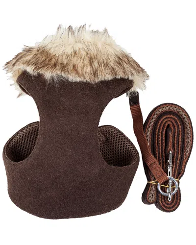 Pet Life Luxe Furracious 2 In 1 Adjustable Dog Harness With Fur In Brown