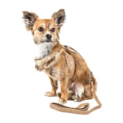 PET LIFE LUXE 'FURRACIOUS' 2-IN-1 MESH REVERSED ADJUSTABLE-LEASH W/ REMOVABLE FUR COLLAR DOG HARNESS